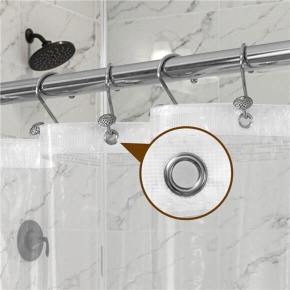 Clear Shower Curtain Liner Waterproof PEVA Bathroom Curtain Rustproof Grommets - Picture 6 of 8